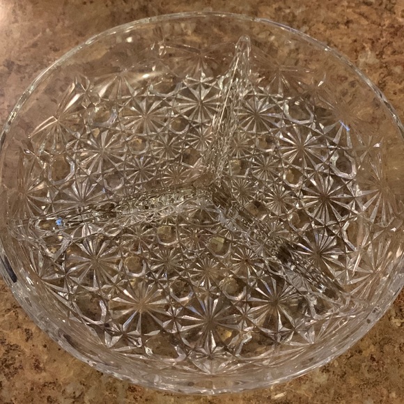 Crystal glass three divider platter - Picture 1 of 5